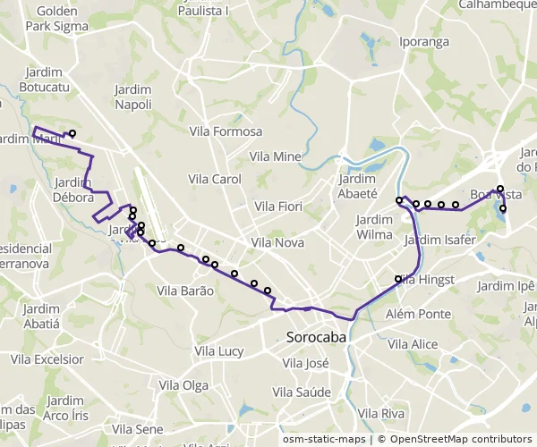 Mapa do itinerário da linha
