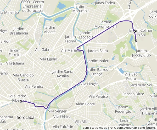 Mapa do itinerário da linha