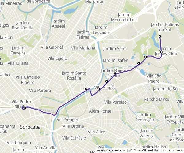 Mapa do itinerário da linha