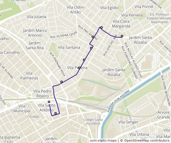Mapa do itinerário da linha