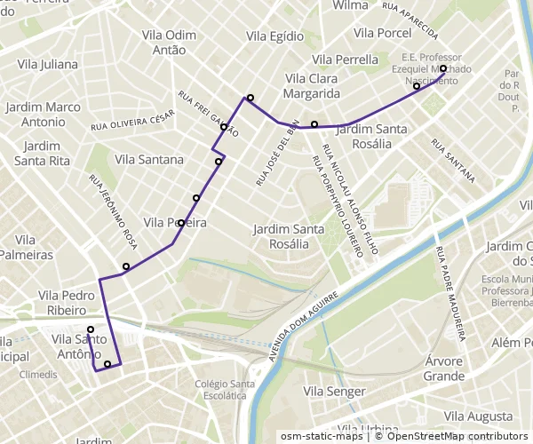 Mapa do itinerário da linha
