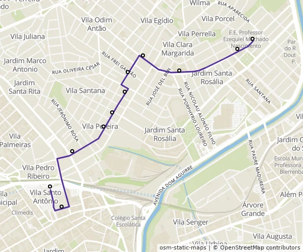 Mapa do itinerário da linha