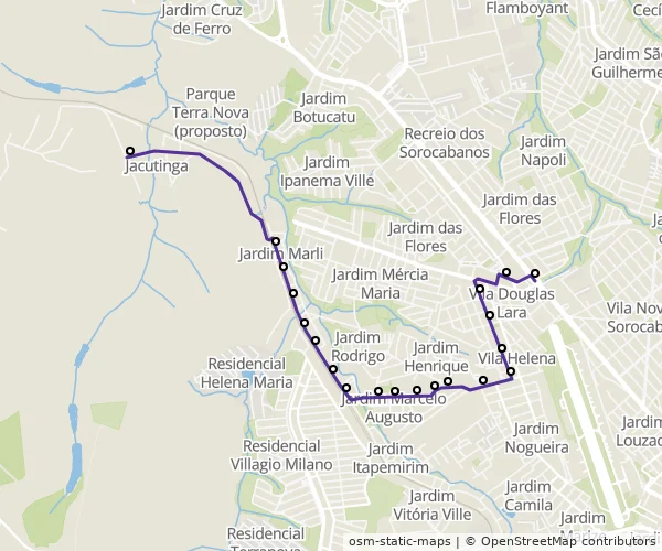 Mapa do itinerário da linha