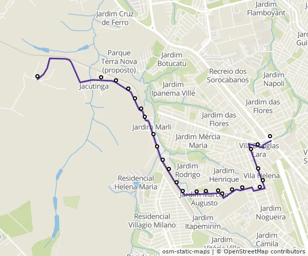 Mapa do itinerário da linha