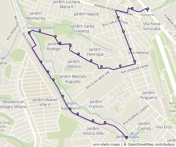 Mapa do itinerário da linha