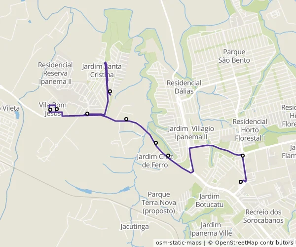 Mapa do itinerário da linha