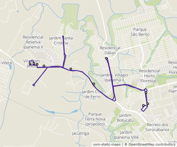 Mapa do itinerário da linha