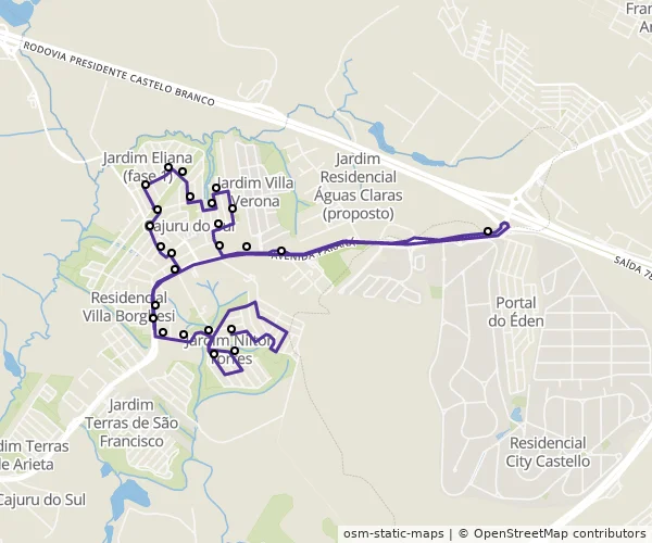 Mapa do itinerário da linha