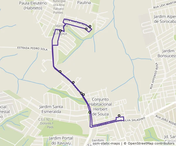 Mapa do itinerário da linha