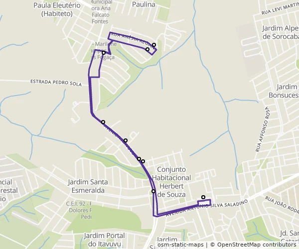 Mapa do itinerário da linha