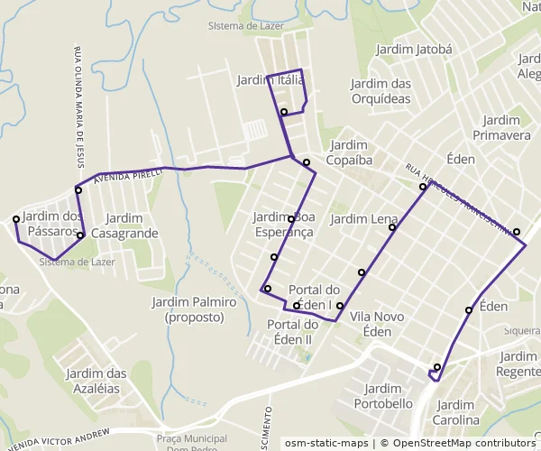 Mapa do itinerário da linha