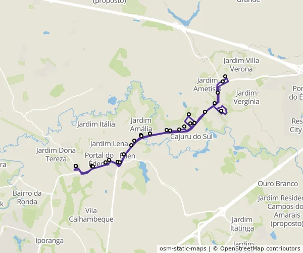 Mapa do itinerário da linha