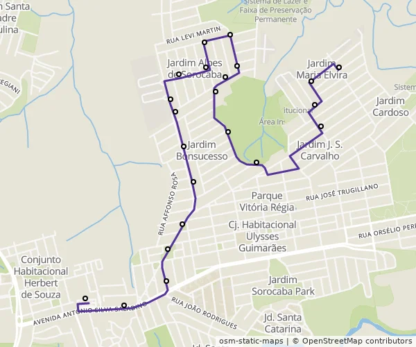 Mapa do itinerário da linha