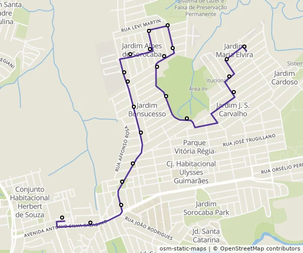 Mapa do itinerário da linha
