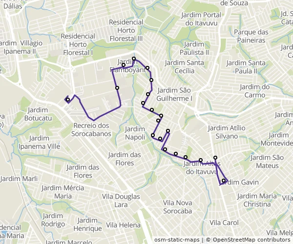 Mapa do itinerário da linha