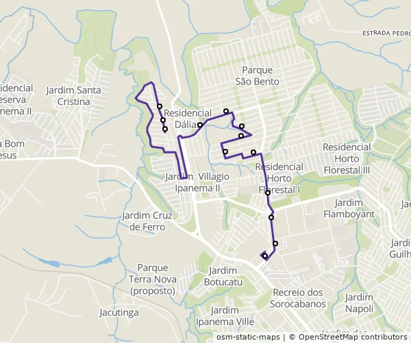 Mapa do itinerário da linha