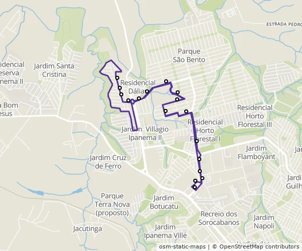 Mapa do itinerário da linha