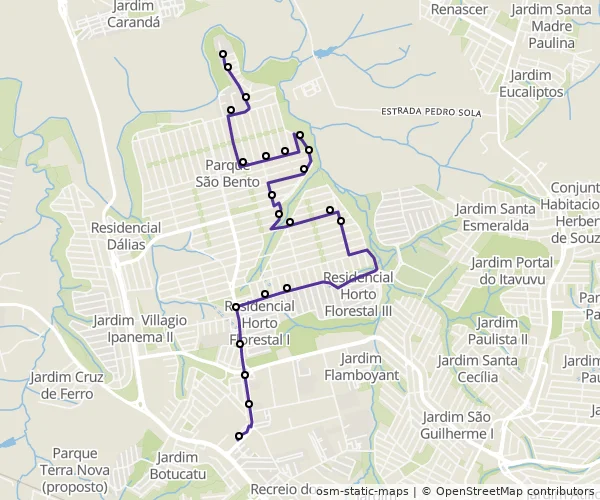 Mapa do itinerário da linha