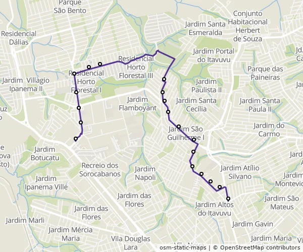 Mapa do itinerário da linha