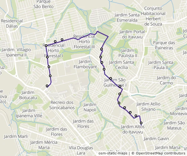 Mapa do itinerário da linha