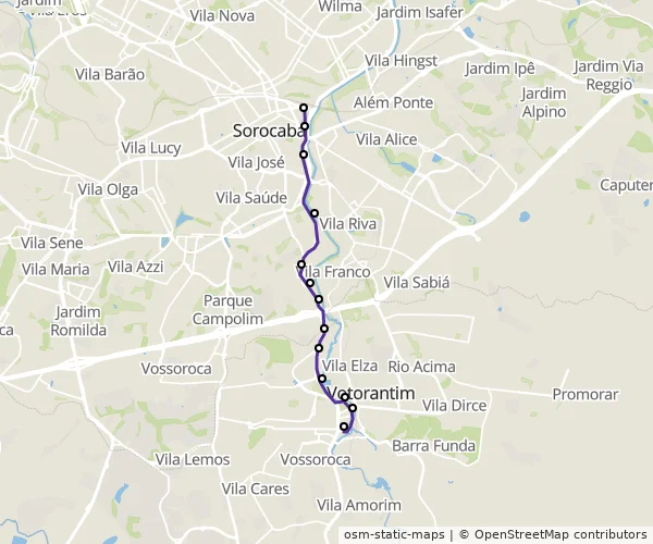 Mapa do itinerário da linha
