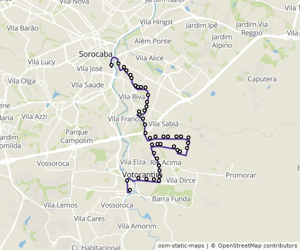 Mapa do itinerário da linha