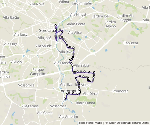 Mapa do itinerário da linha