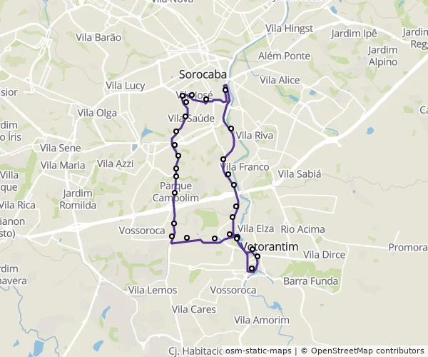 Mapa do itinerário da linha