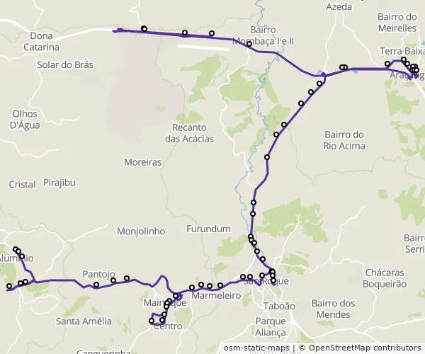 Mapa do itinerário da linha