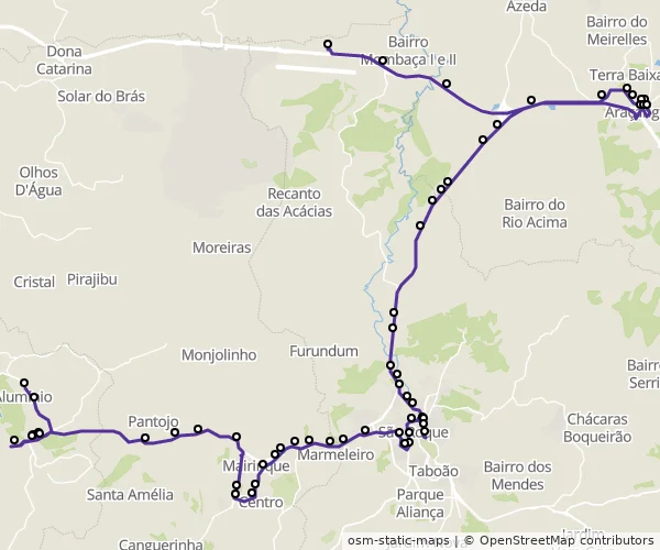 Mapa do itinerário da linha