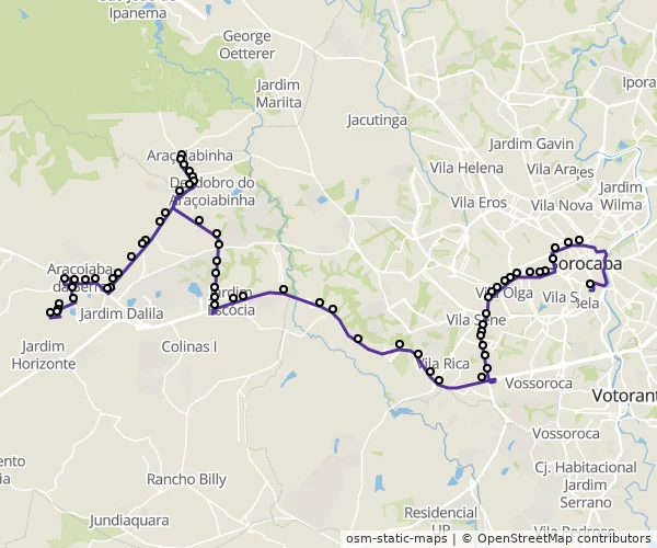 Mapa do itinerário da linha