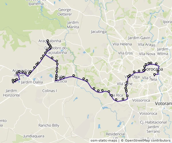 Mapa do itinerário da linha