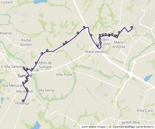 Mapa do itinerário da linha