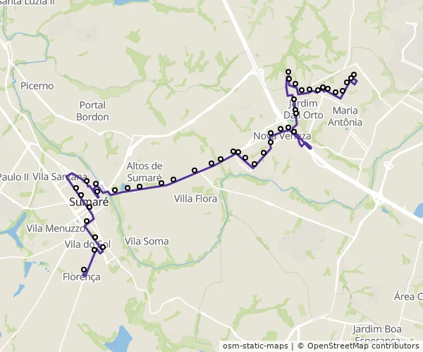 Mapa do itinerário da linha