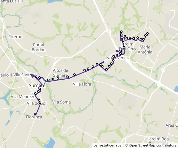 Mapa do itinerário da linha
