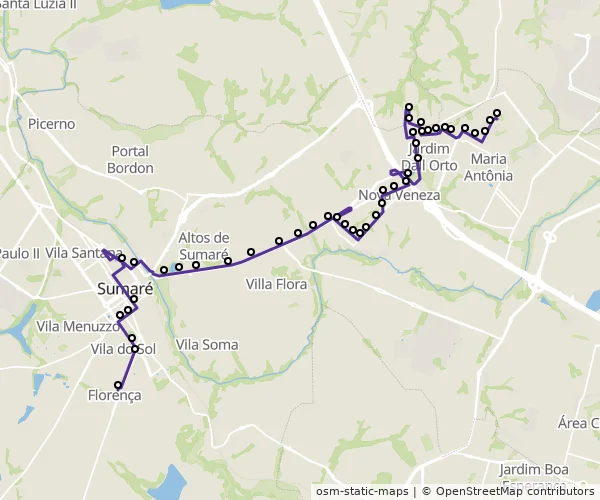 Mapa do itinerário da linha