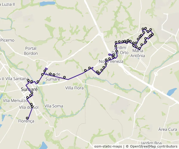 Mapa do itinerário da linha