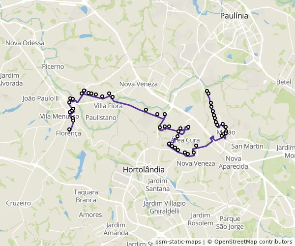 Mapa do itinerário da linha