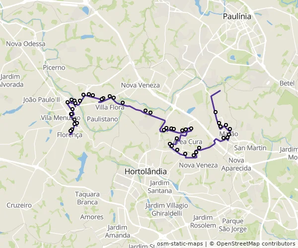 Mapa do itinerário da linha