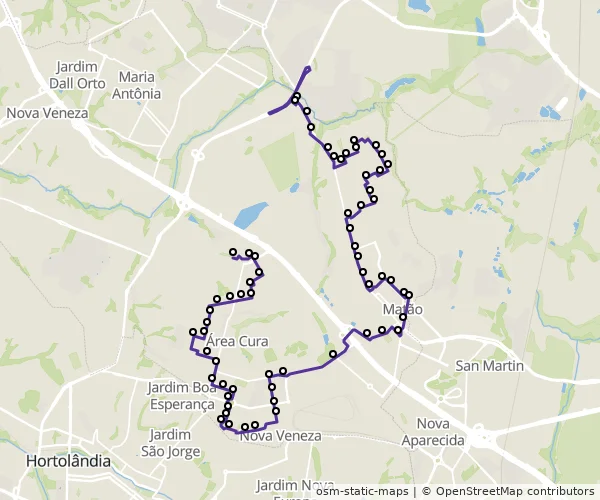 Mapa do itinerário da linha