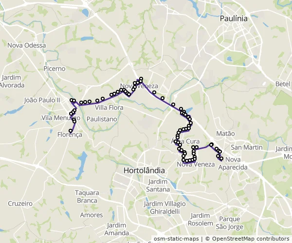 Mapa do itinerário da linha