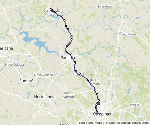 Mapa do itinerário da linha