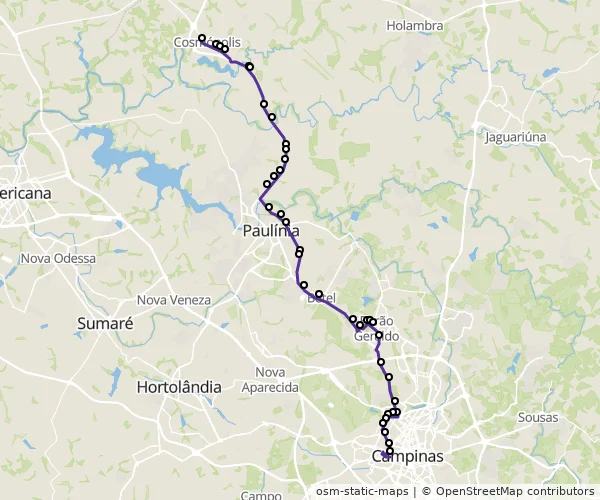 Mapa do itinerário da linha