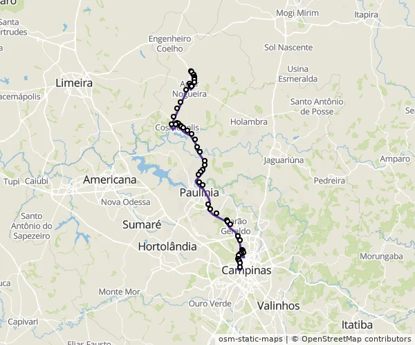 Mapa do itinerário da linha