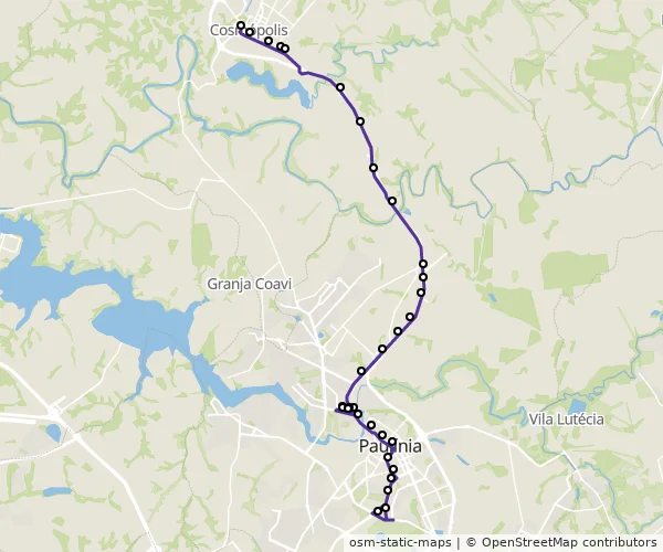 Mapa do itinerário da linha