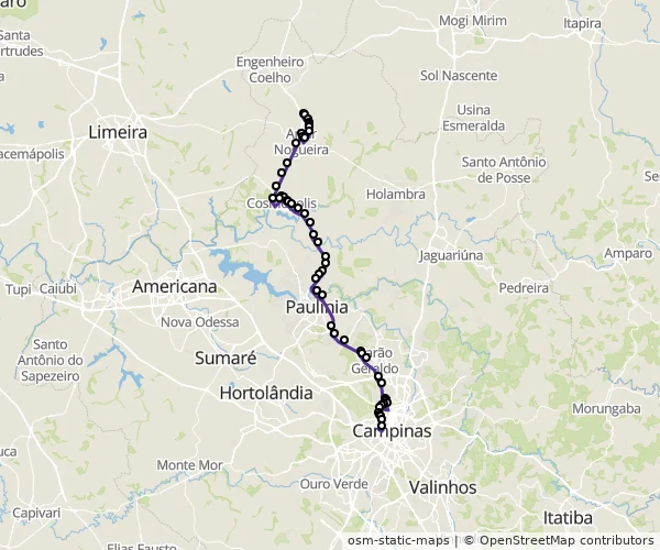 Mapa do itinerário da linha