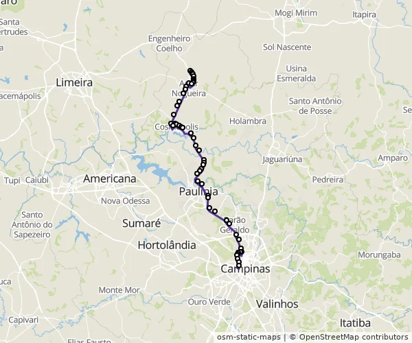 Mapa do itinerário da linha