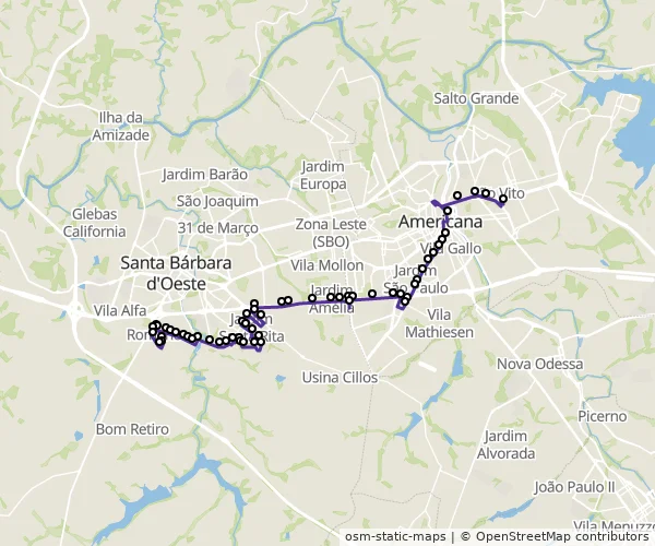 Mapa do itinerário da linha