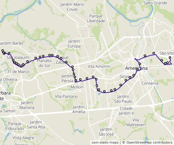 Mapa do itinerário da linha