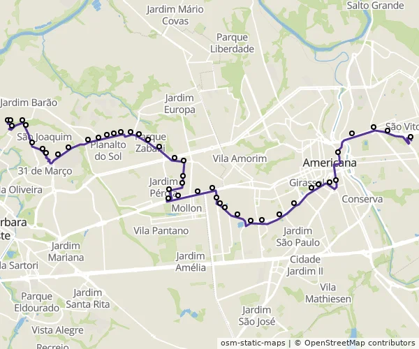 Mapa do itinerário da linha